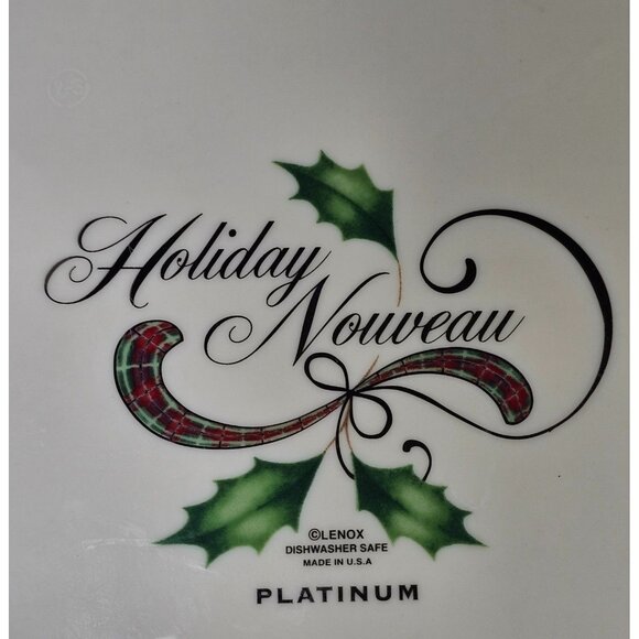 Lenox 12" Holiday Nouveau Platinum Holly Square Serving Platter Dish , Vintage - Picture 5 of 8